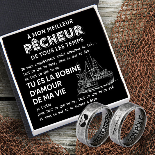 Bague De Couple De Pêcheurs - Pêche - À Mon Meilleur Pêcheur De Tous Les Temps - Je T'aime - Frgrld26001