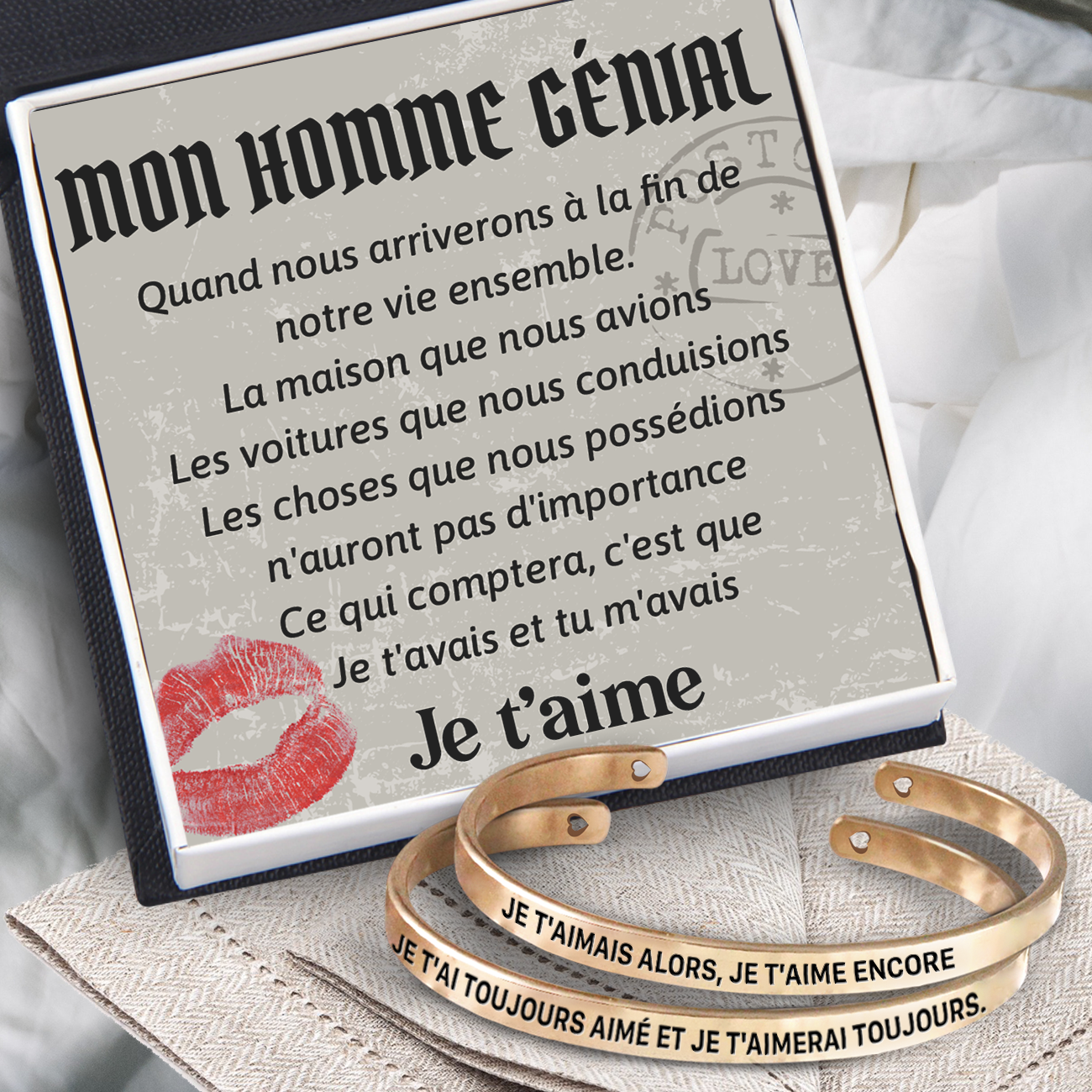 Bracelet De Couple - Famille - À Mon Homme Génial - Je T'avais Et Tu M'avais - Frgbt26005