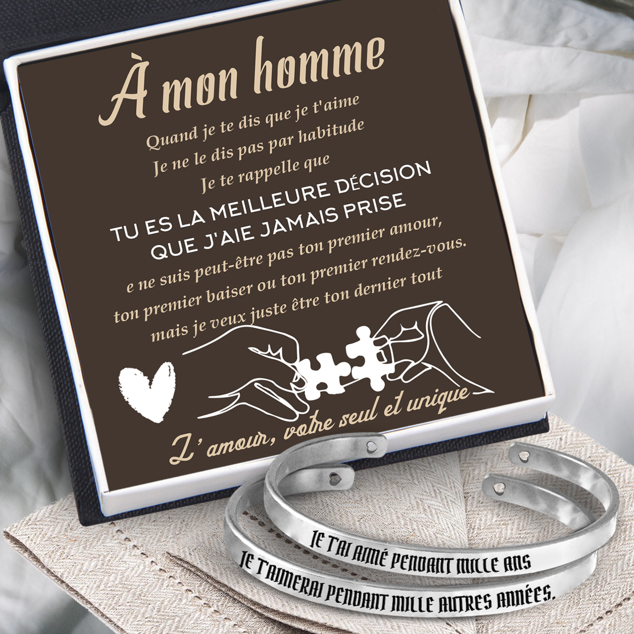 Bracelet De Couple - Famille - À Mon Homme - L'amour, Votre Seul Et Unique - Frgbt26004