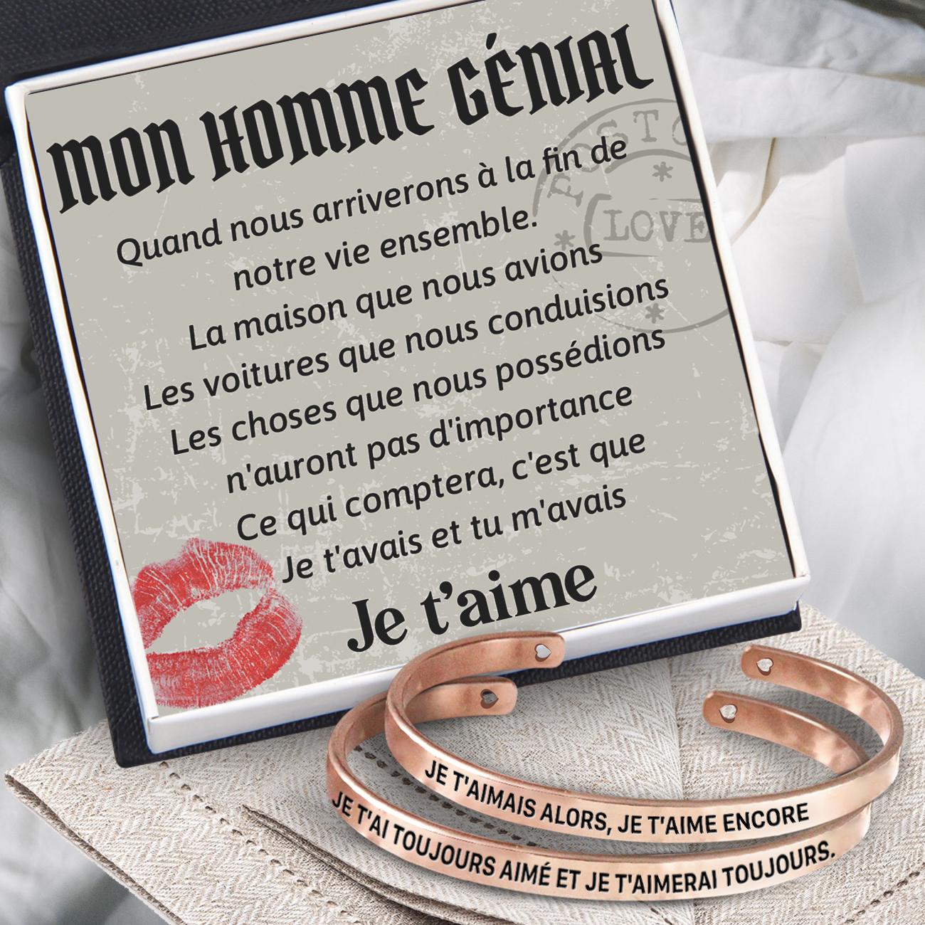 Bracelet De Couple - Famille - À Mon Homme Génial - Je T'avais Et Tu M'avais - Frgbt26005