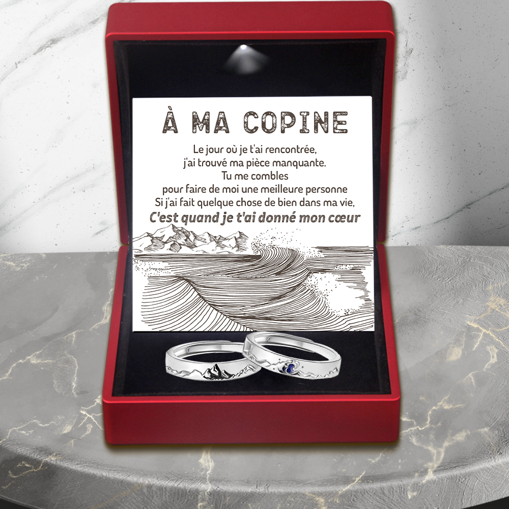 Bague De Promesse De Couple De Mer De Montagne - Bague De Taille Réglable - Famille - À Ma Copine - C'est Quand Je T'ai Donné Mon Cœur - Frgrlj13006