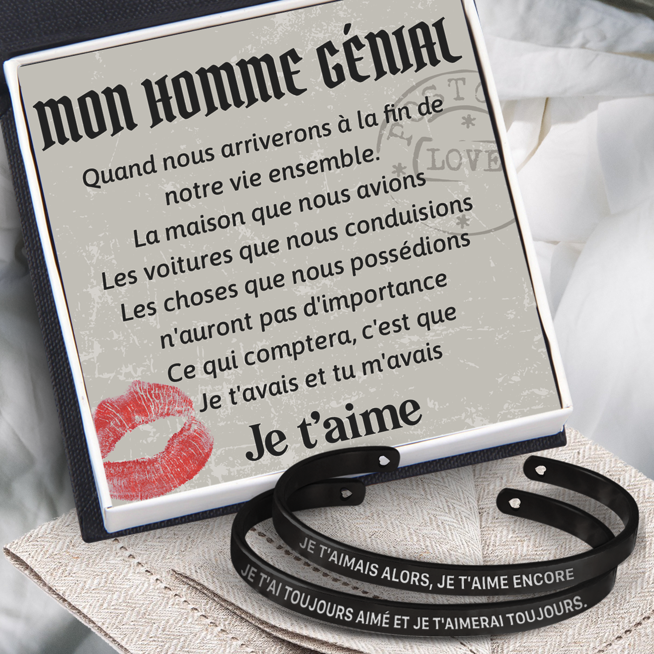 Bracelet De Couple - Famille - À Mon Homme Génial - Je T'avais Et Tu M'avais - Frgbt26005