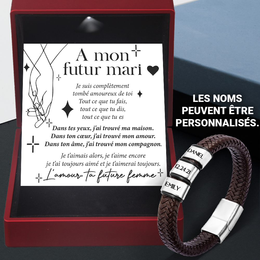 Bracelet En Cuir Personnalisé - La Famille - A Mon Futur Mari - J'ai Trouvé Ma Maison - Frgbzl24002