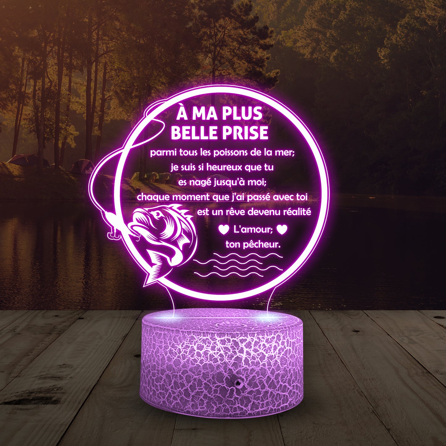 3D Led Lumière - Pêche - À Ma Plus Belle Prise - Est Un Rêve Devenu Réalité - Frglca15002