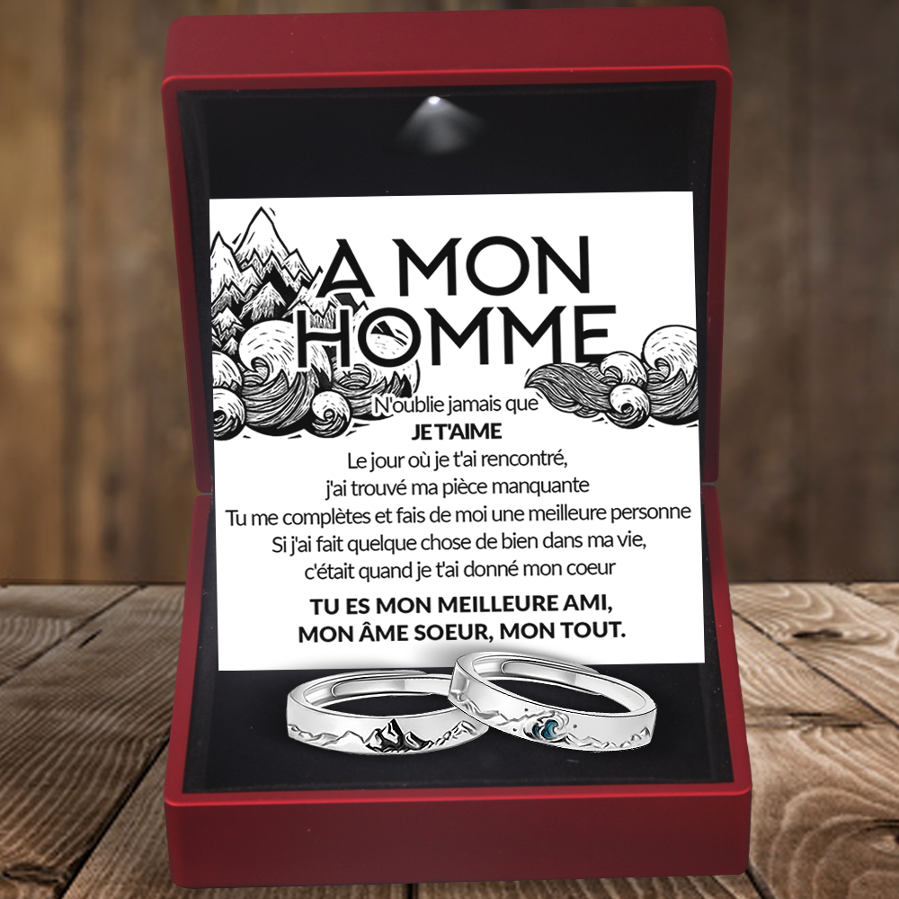 Bague De Promesse De Couple De Mer De Montagne - Bague De Taille Réglable - Famille - A Mon Homme - Je T'aime - Frgrlj26001