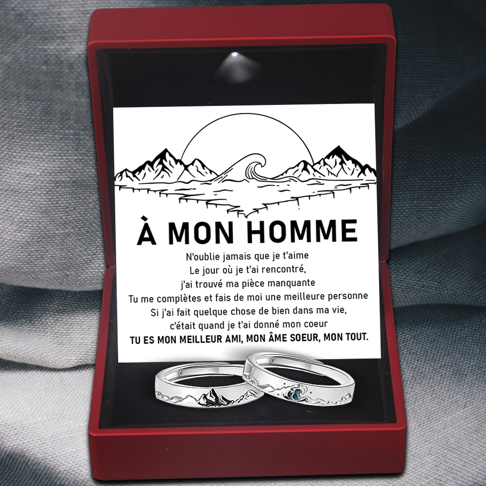 Bague De Promesse De Couple De Mer De Montagne - Bague De Taille Réglable - Famille - À Mon Homme - Je T'ai Donné Mon Coeur - Frgrlj26003