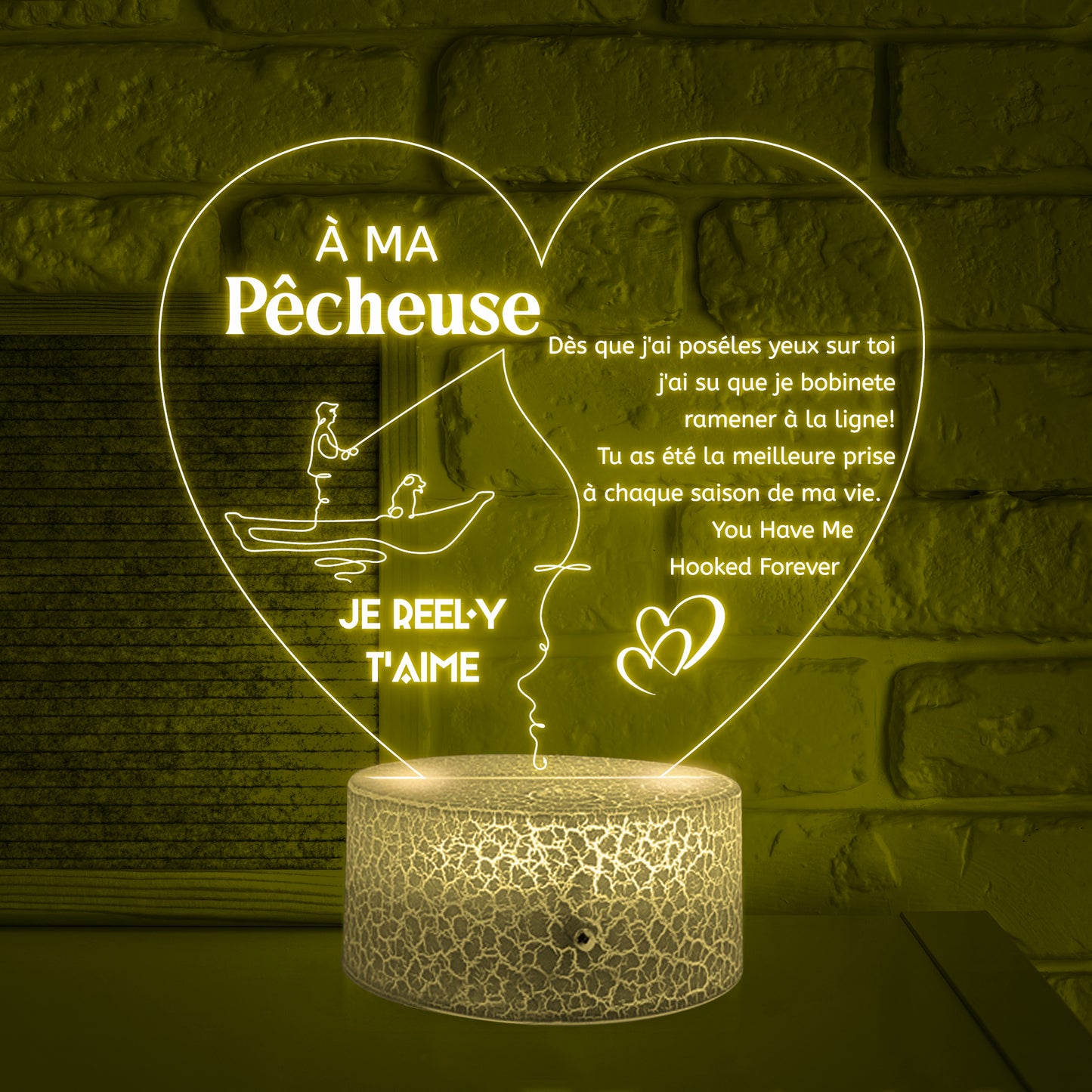 3D Led Lumière - Pêche - À Ma Pêcheuse - Je Reel-y T'aime - Frglca13009