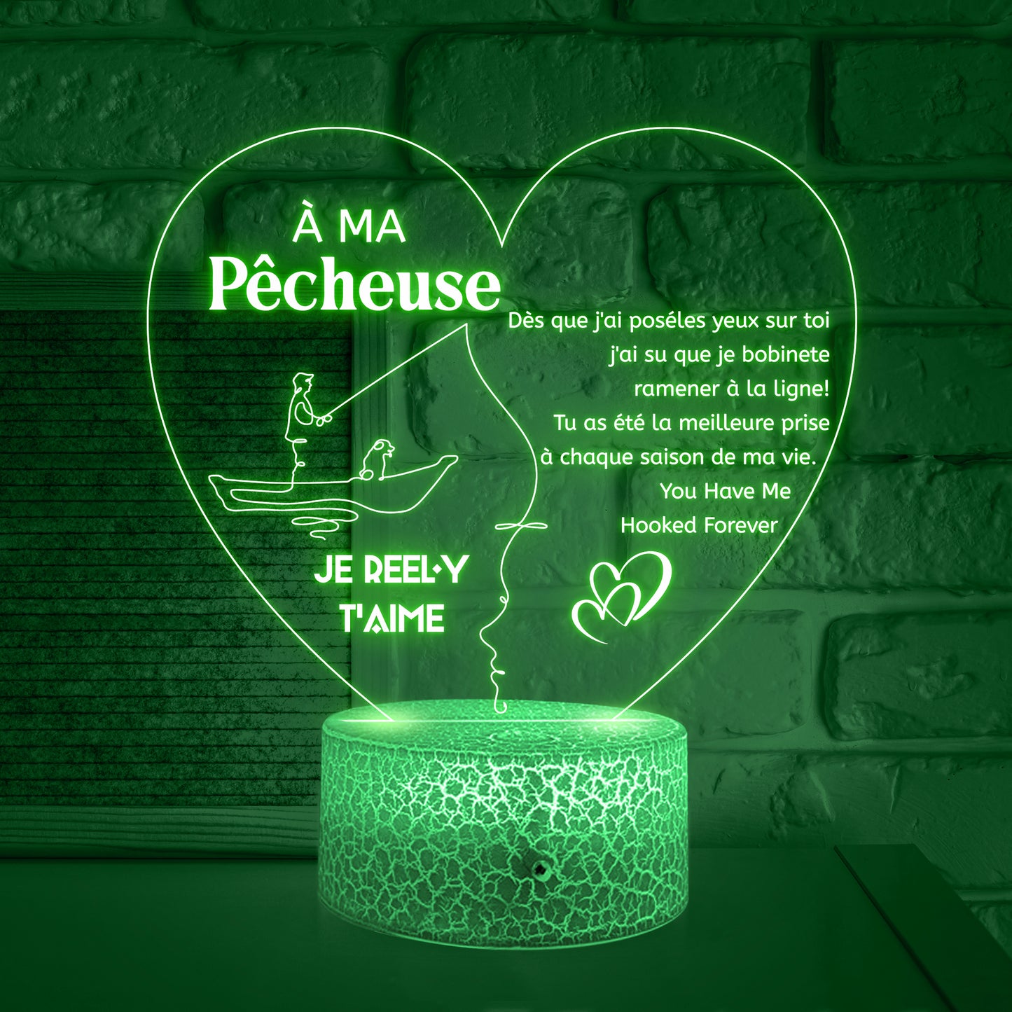 3D Led Lumière - Pêche - À Ma Pêcheuse - Je Reel-y T'aime - Frglca13009