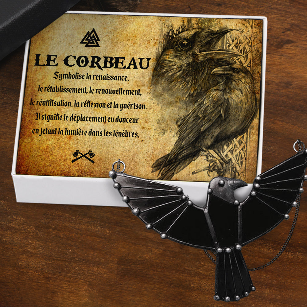 Collier Du Corbeau Noir - Viking - Le Corbeau Symbolise La Renaissance - Frgncm13002