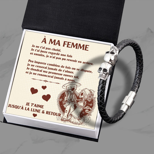 Bracelet Manchette Tête De Mort - Tête De Mort - Pour Ma Femme - Je Ne Cesserai Jamais De T'aimer - Frgbbh15001