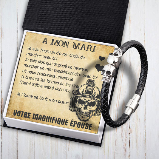 Bracelet Manchette Tête De Mort - Tête De Mort - A Mon Mari - Je T'aime De Tout Mon Cœur - Frgbbh14002