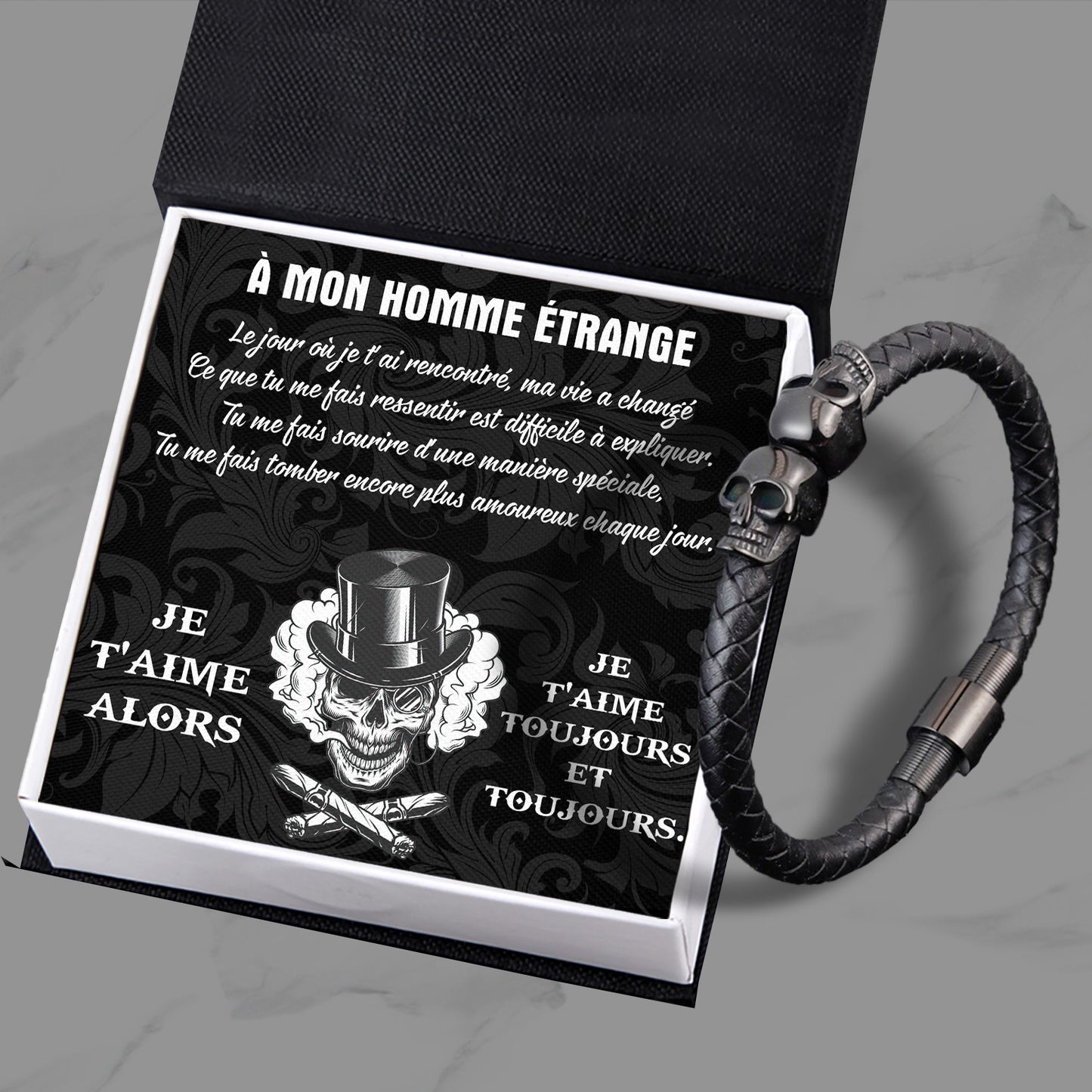 Bracelet Manchette Tête De Mort - Crâne - À Mon Homme Étrange - Tu Me Fais Tomber Encore Plus Amoureux Chaque Jour - Frgbbh26001