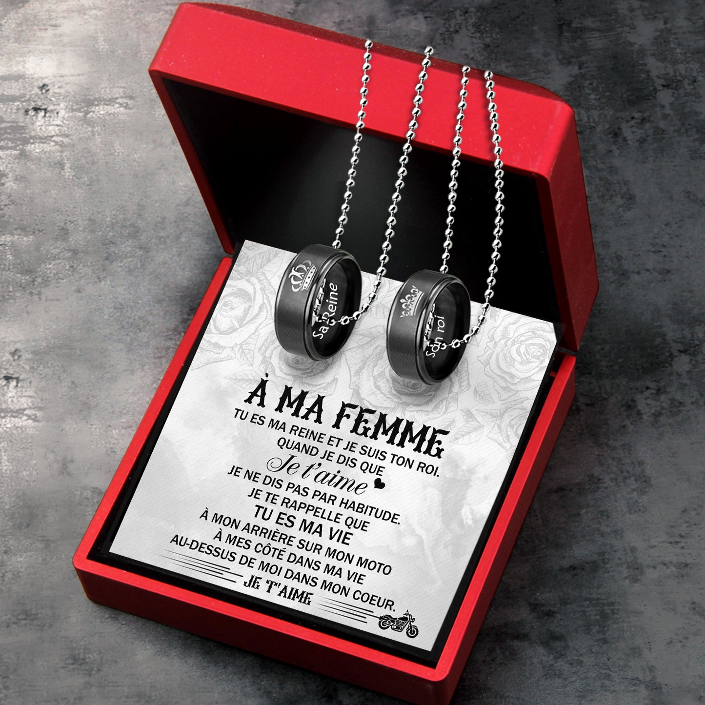 Colliers à Pendentifs Pour Couples - Motard - À Ma Femme - Je T'aime - Frgnw13003