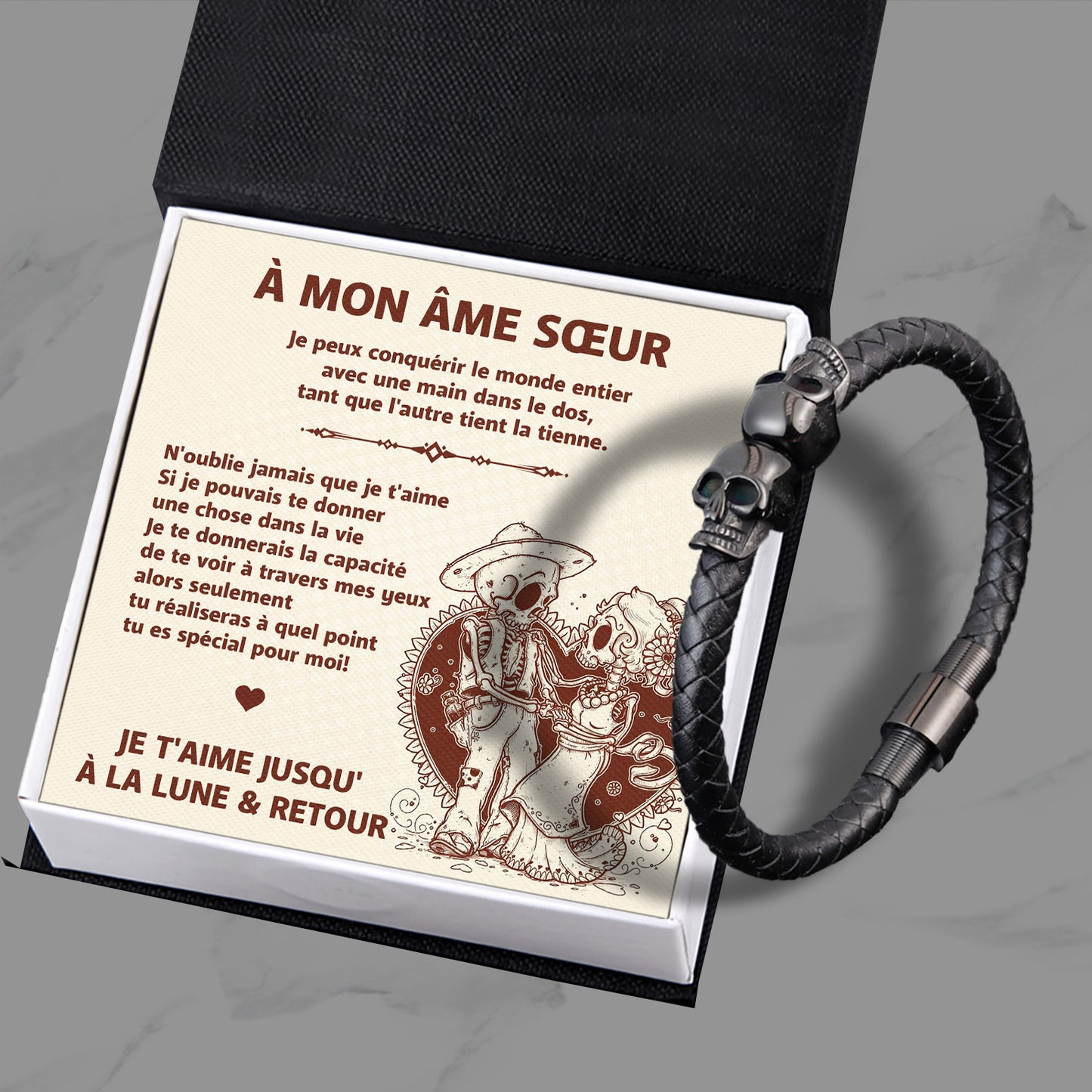 Bracelet Manchette Tête De Mort - Tête De Mort - À Mon Âme Sœur - Tu Réaliseras À Quel Point Tu Es Spécial Pour Moi - Frgbbh13001