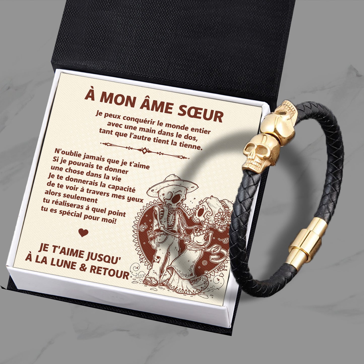 Bracelet Manchette Tête De Mort - Tête De Mort - À Mon Âme Sœur - Tu Réaliseras À Quel Point Tu Es Spécial Pour Moi - Frgbbh13001