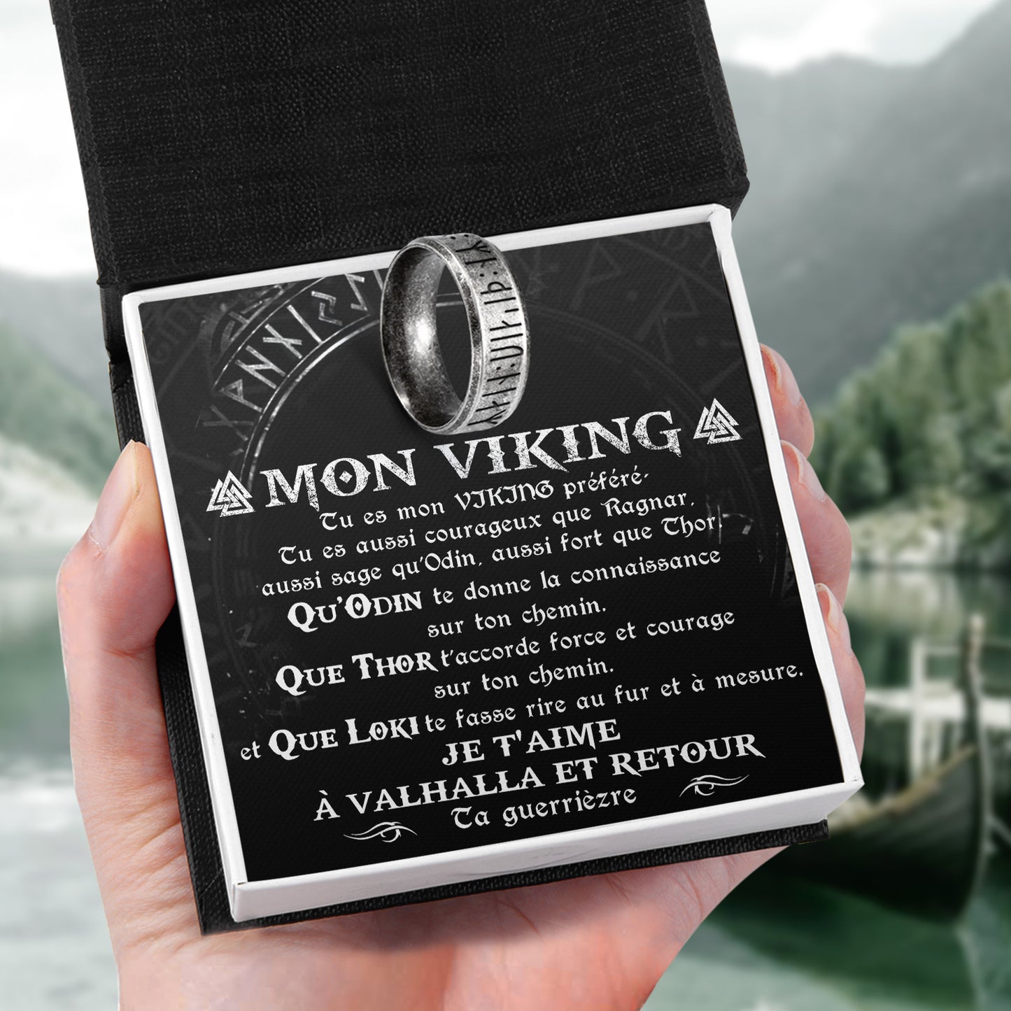 Bague Runique - Viking - Mon Viking - Je T'aime À Valhalla Et Retour - Frgri26001