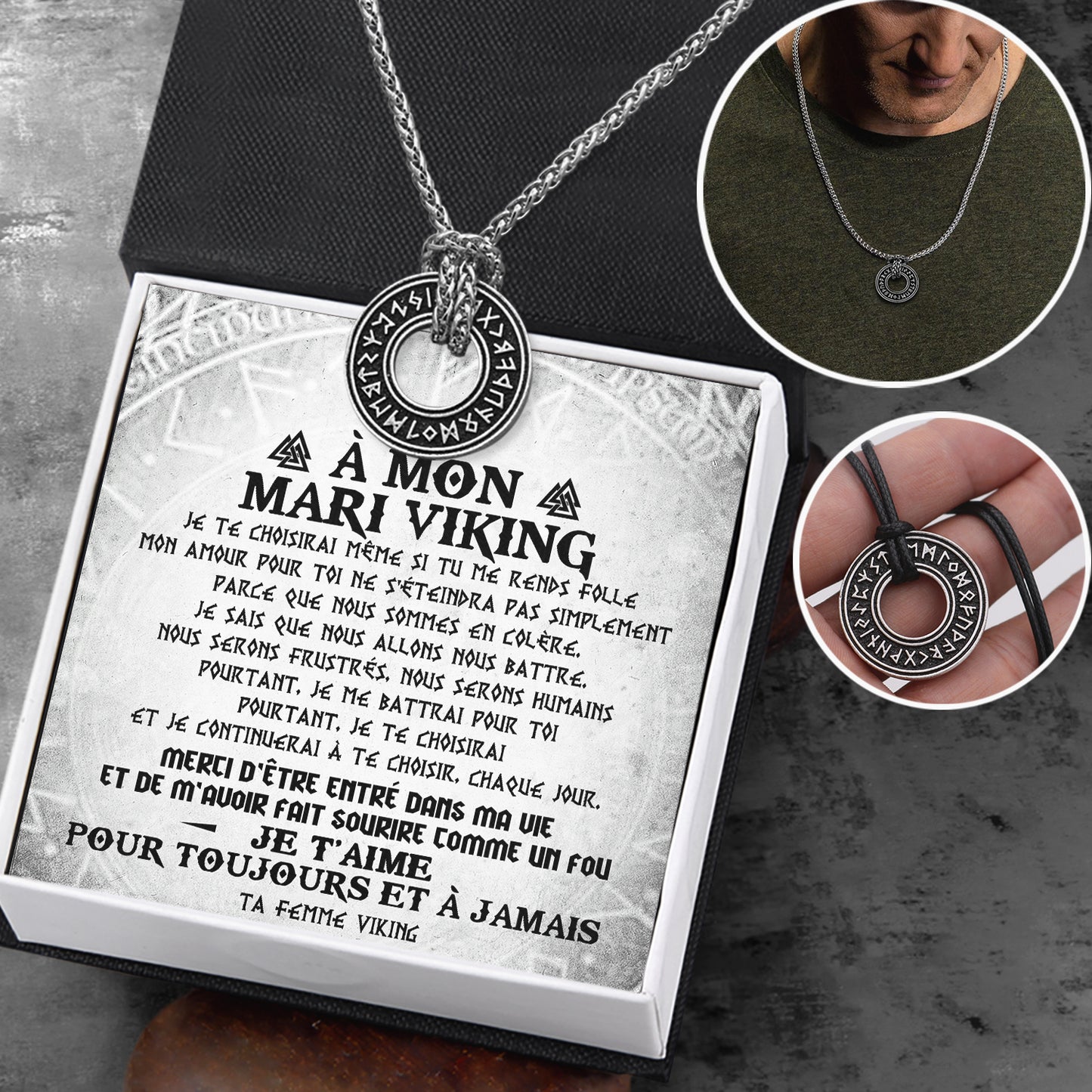 Collier De Runes viking - Viking - À Mon Mari Viking - Merci D'être Entré Dans Ma Vie - Frgndy14003