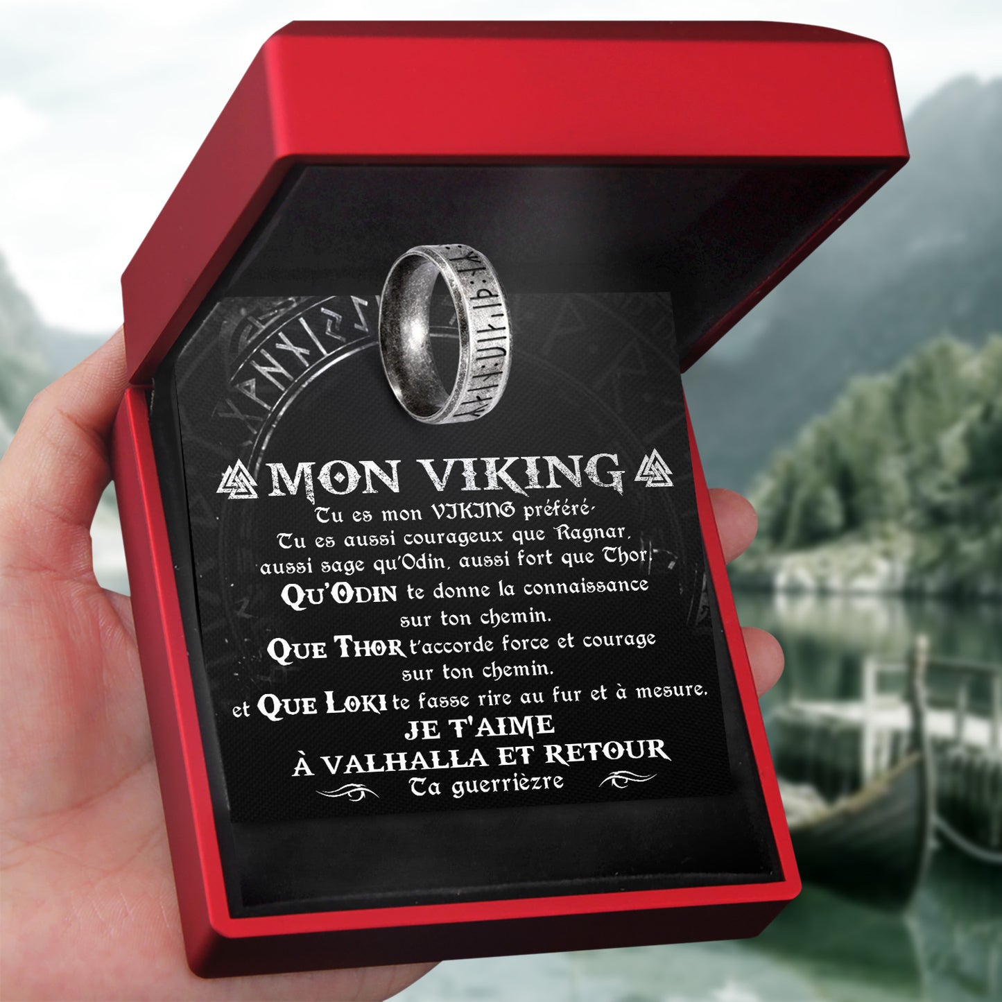 Bague Runique - Viking - Mon Viking - Je T'aime À Valhalla Et Retour - Frgri26001