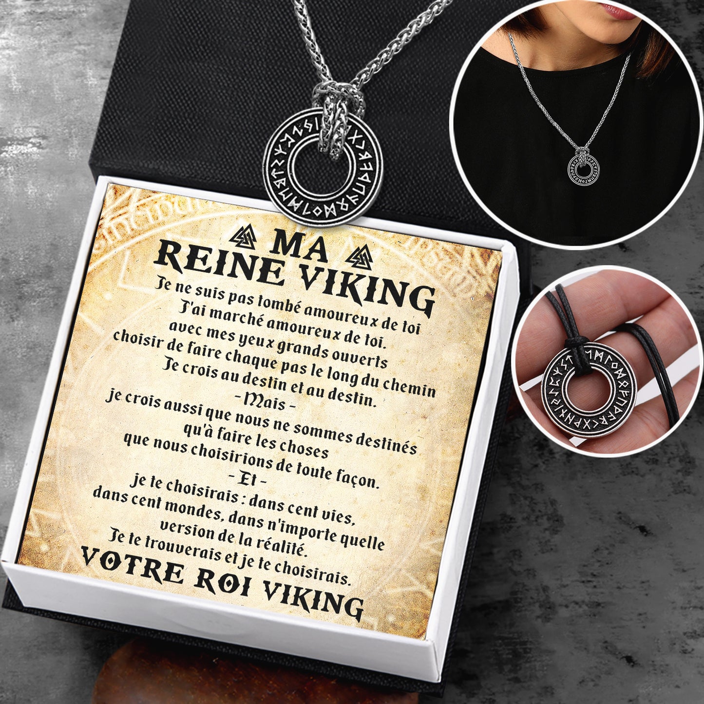 Collier De Runes Viking - Viking - Ma Reine Viking - Je Ne Suis Pas Tombé Amoureux De Toi - Frgndy13001