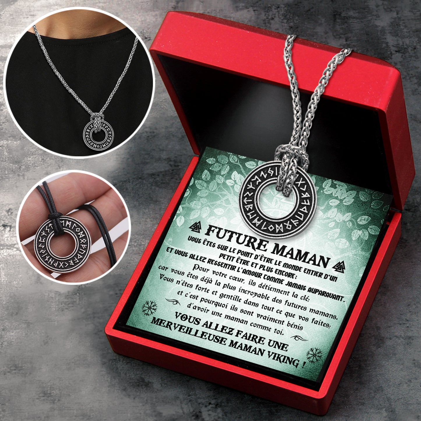 Collier De Runes Viking - Viking - À Ma Future Maman - Vous Allez Faire Une Merveilleuse Maman Viking - Frgndy15001