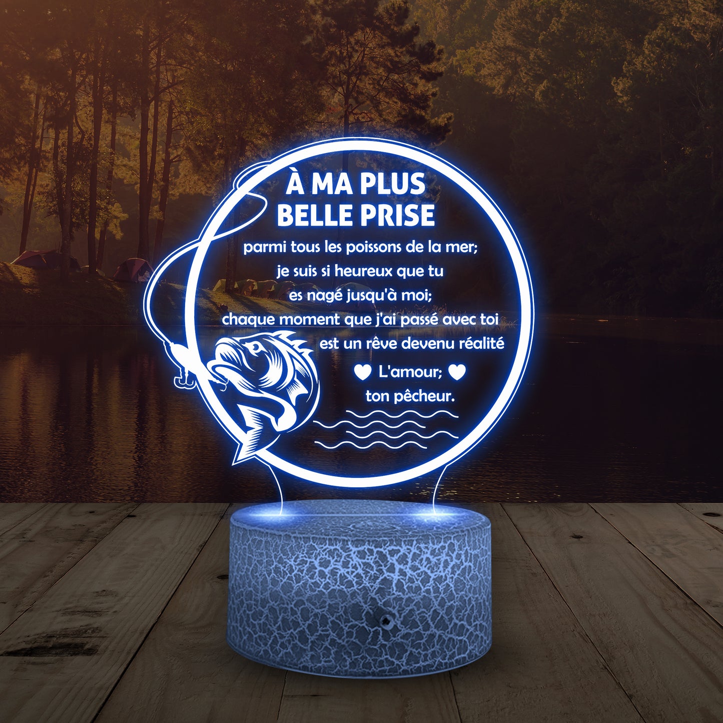 3D Led Lumière - Pêche - À Ma Plus Belle Prise - Est Un Rêve Devenu Réalité - Frglca15002