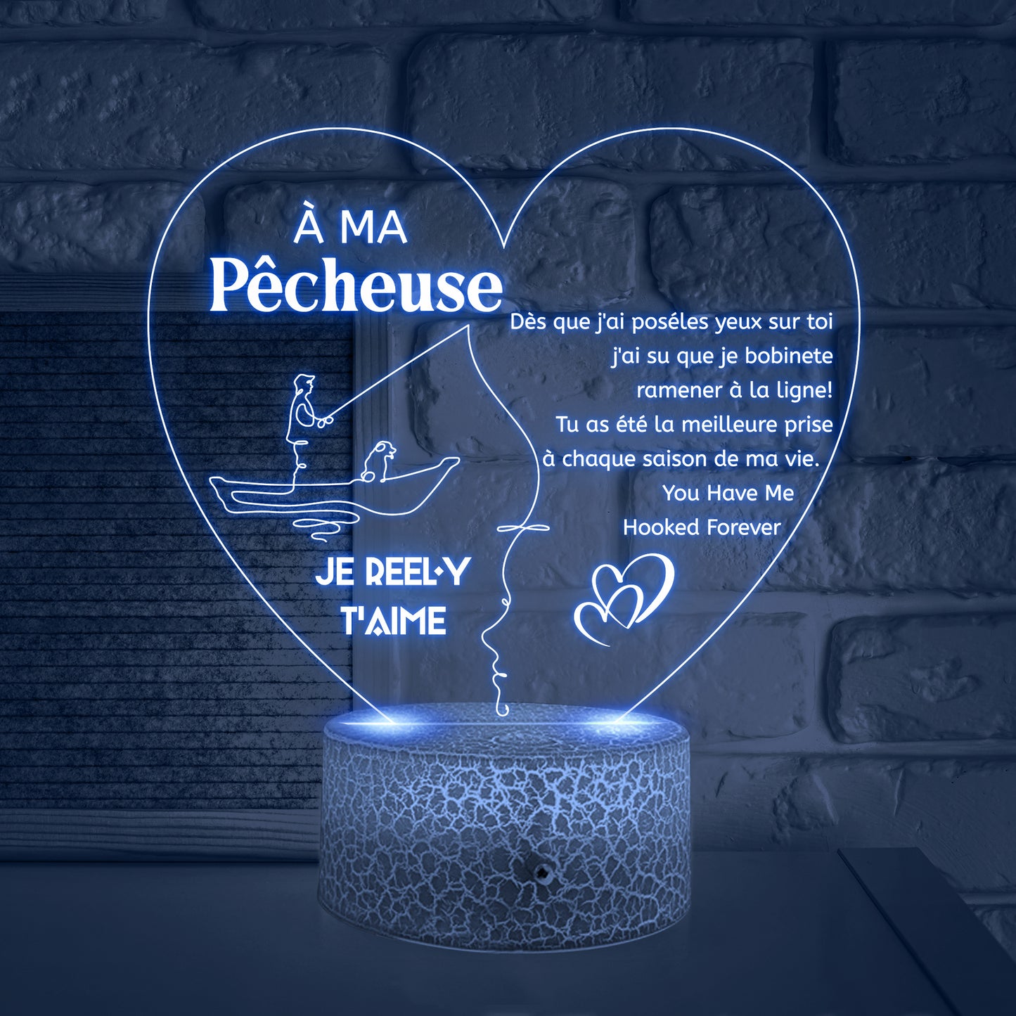 3D Led Lumière - Pêche - À Ma Pêcheuse - Je Reel-y T'aime - Frglca13009