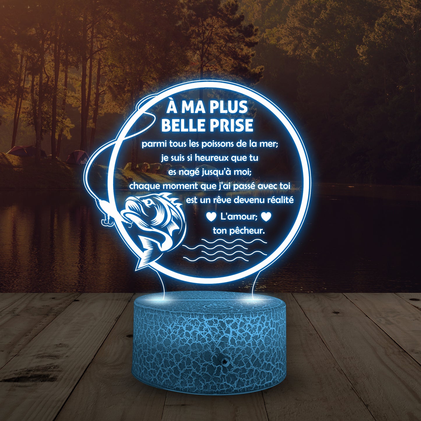 3D Led Lumière - Pêche - À Ma Plus Belle Prise - Est Un Rêve Devenu Réalité - Frglca15002