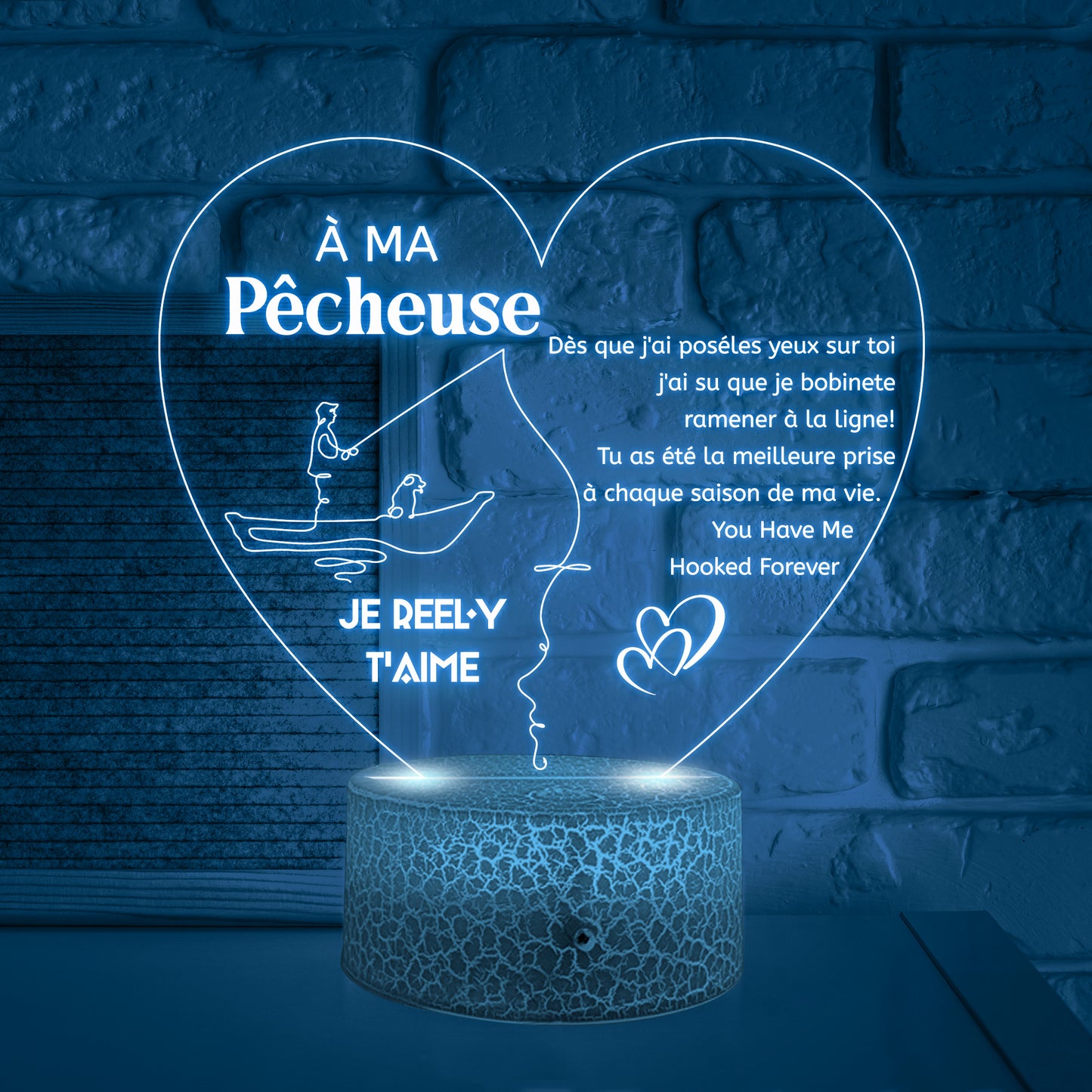 3D Led Lumière - Pêche - À Ma Pêcheuse - Je Reel-y T'aime - Frglca13009